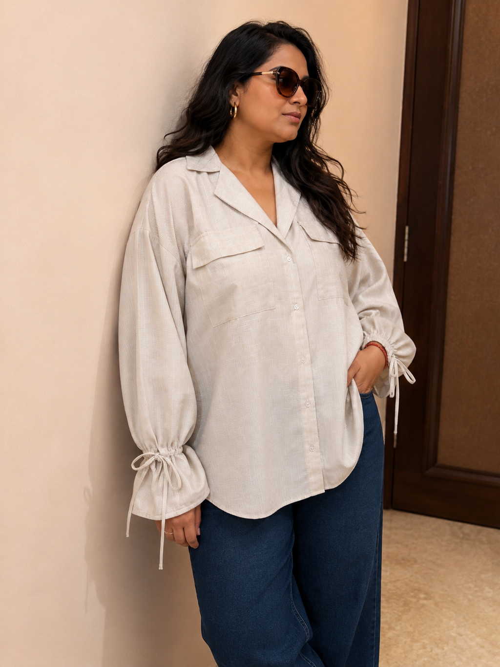 The Harper Utility Shirt- Beige