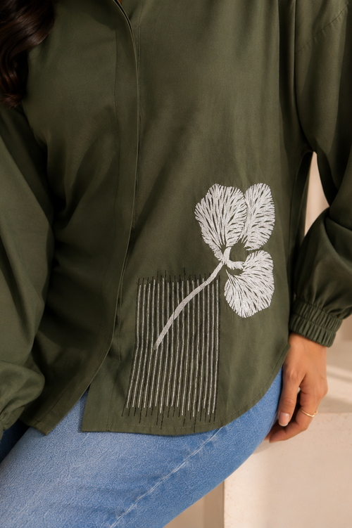 Ginkgo Noir Linen Shirt