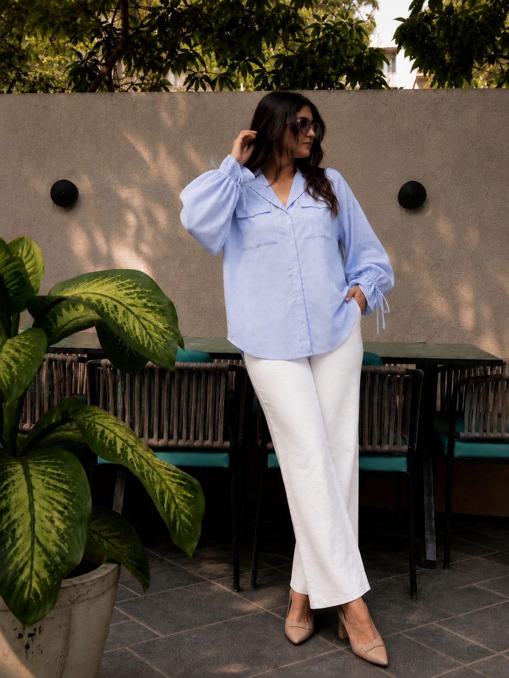 The Harper Utility Shirt- Blue