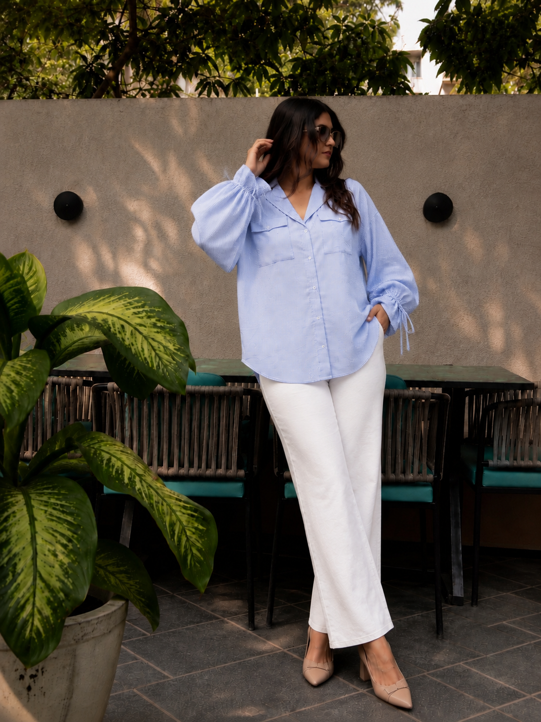 The Harper Utility Shirt- Blue