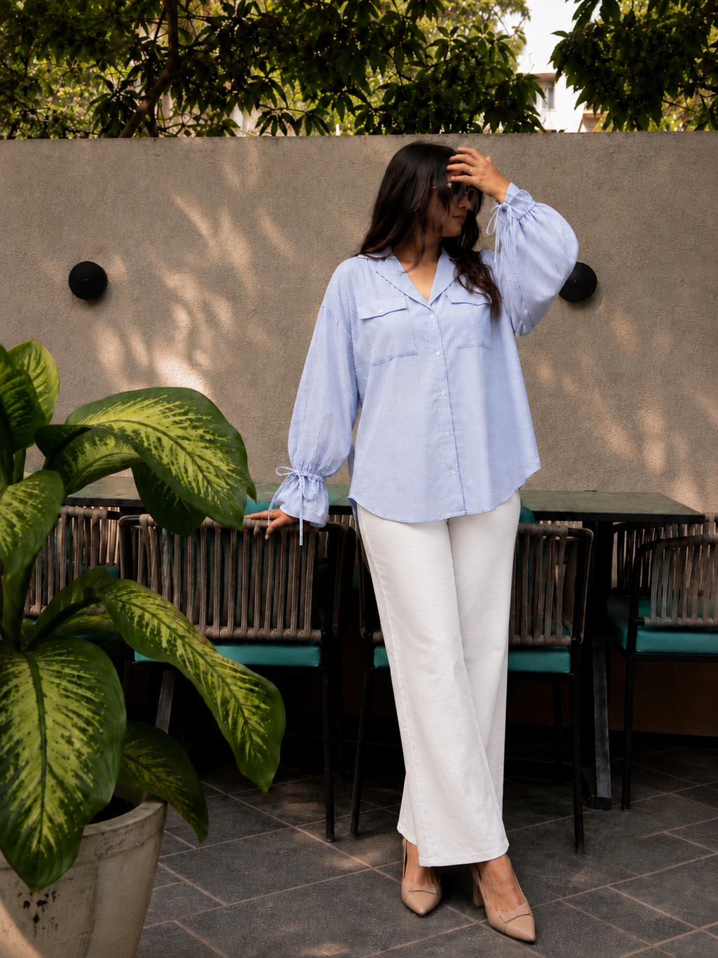 The Harper Utility Shirt- Blue